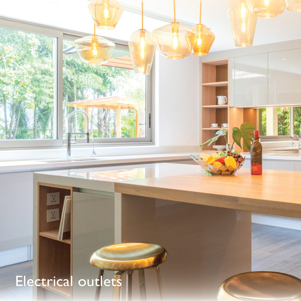 Electrical outlets on kitchen island 